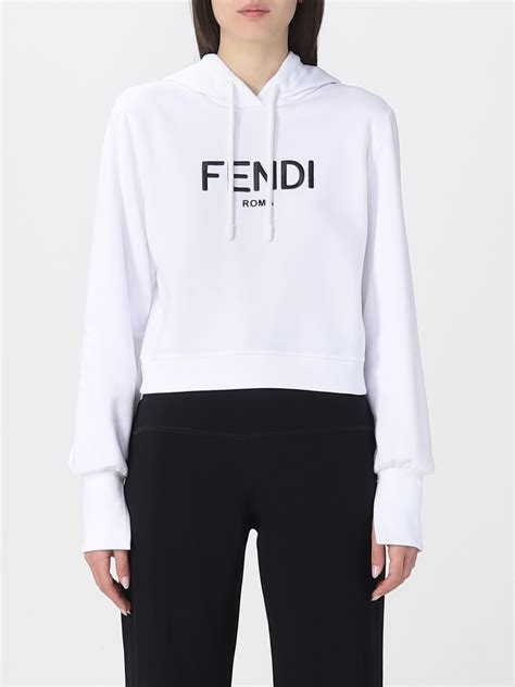 felpa fendi donna bianca zip logo|Bomber .